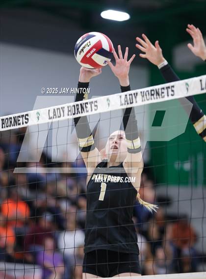 Thumbnail 2 in Nocona vs Whitewright (UIL 2A D1 Volleyball Semifinal) photogallery.