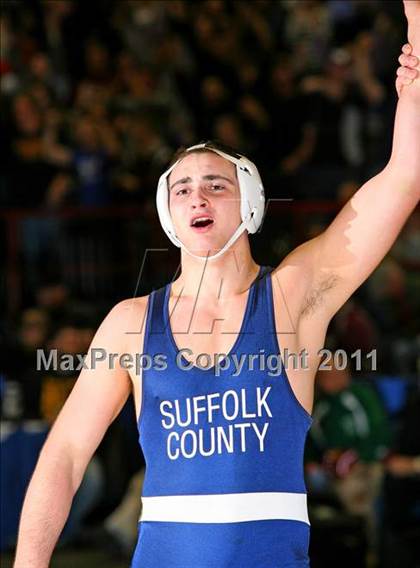 Thumbnail 1 in NYSPHSAA D1 Championships (140-285 Ibs. Finals) photogallery.