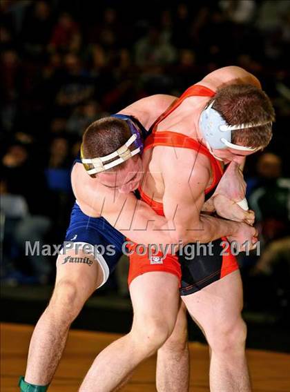 Thumbnail 1 in NYSPHSAA D1 Championships (140-285 Ibs. Finals) photogallery.
