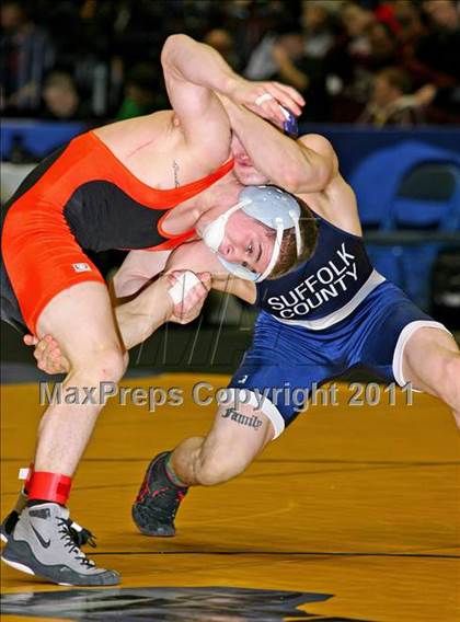 Thumbnail 1 in NYSPHSAA D1 Championships (140-285 Ibs. Finals) photogallery.
