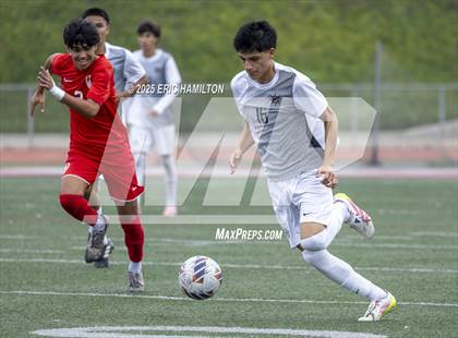 Thumbnail 3 in Banning vs Redondo Union (South's Boys Varsity Soccer Tournament) photogallery.