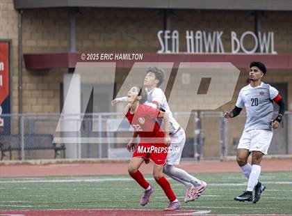 Thumbnail 3 in Banning vs Redondo Union (South's Boys Varsity Soccer Tournament) photogallery.