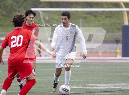 Thumbnail 2 in Banning vs Redondo Union (South's Boys Varsity Soccer Tournament) photogallery.