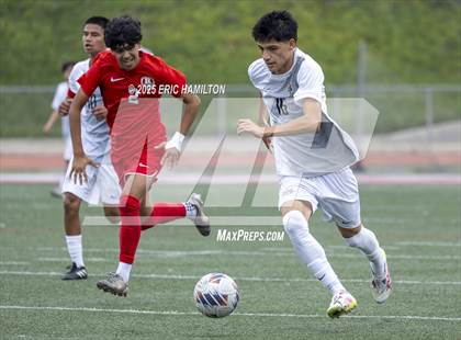 Thumbnail 2 in Banning vs Redondo Union (South's Boys Varsity Soccer Tournament) photogallery.