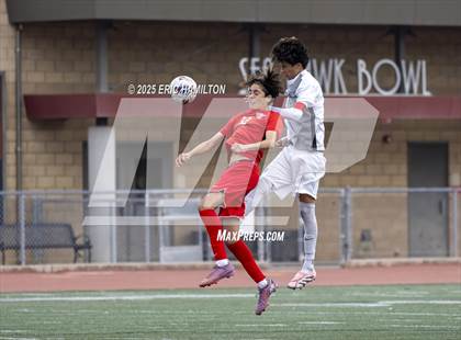 Thumbnail 2 in Banning vs Redondo Union (South's Boys Varsity Soccer Tournament) photogallery.