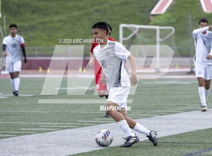 Thumbnail 3 in Banning vs Redondo Union (South's Boys Varsity Soccer Tournament) photogallery.
