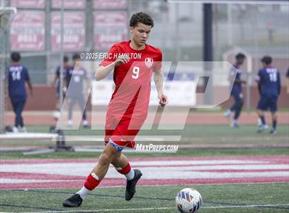Thumbnail 3 in Banning vs Redondo Union (South's Boys Varsity Soccer Tournament) photogallery.