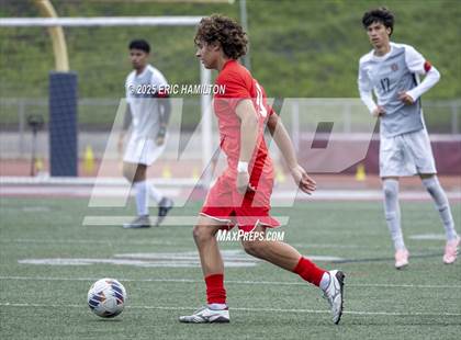 Thumbnail 3 in Banning vs Redondo Union (South's Boys Varsity Soccer Tournament) photogallery.