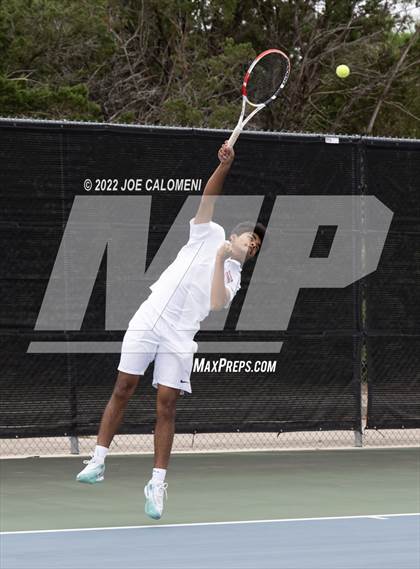 Thumbnail 3 in Centennial vs Liberal Arts & Science Academy - Austin (UIL 5A Boys Doubles State Quarterfinal) photogallery.