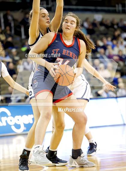 Thumbnail 1 in St. Henry vs Notre Dame (2023 9th Region Girls Basketball Tournament) photogallery.
