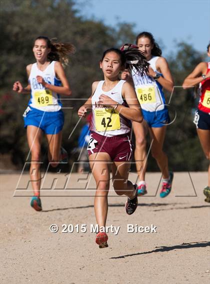 Thumbnail 1 in CIF State Cross Country Championships (D1 Girls Race) photogallery.