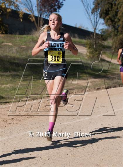 Thumbnail 1 in CIF State Cross Country Championships (D1 Girls Race) photogallery.