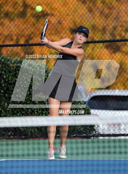 Thumbnail 3 in NCHSAA Women's Tennis Doubles 3A Championship - Day 2 photogallery.
