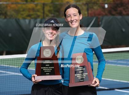 Thumbnail 2 in NCHSAA Women's Tennis Doubles 3A Championship - Day 2 photogallery.