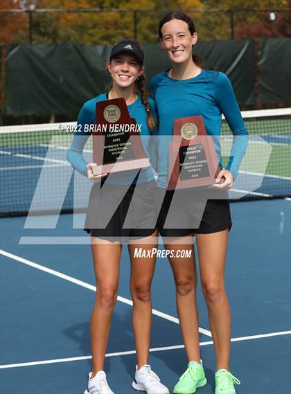 Thumbnail 3 in NCHSAA Women's Tennis Doubles 3A Championship - Day 2 photogallery.