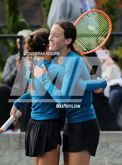 Thumbnail 3 in NCHSAA Women's Tennis Doubles 3A Championship - Day 2 photogallery.