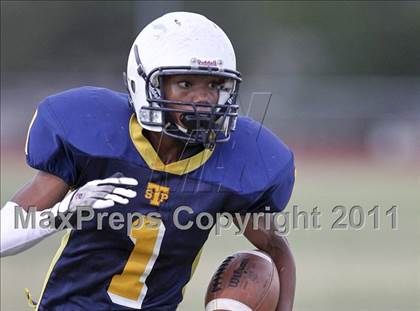 Thumbnail 1 in Round Rock Westwood Freshman Orange @ Stony Point Freshman Blue photogallery.