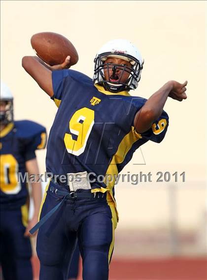 Thumbnail 1 in Round Rock Westwood Freshman Orange @ Stony Point Freshman Blue photogallery.