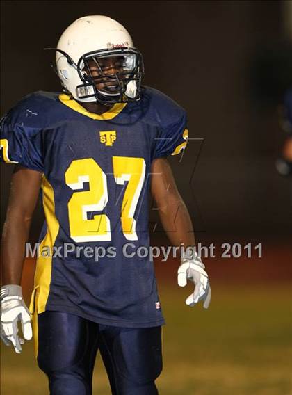 Thumbnail 1 in Round Rock Westwood Freshman Orange @ Stony Point Freshman Blue photogallery.