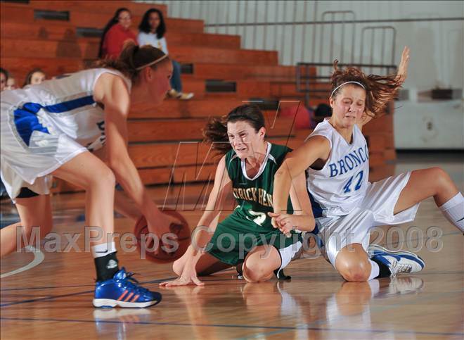 Nina Scheepers of RB and Emily Osga of Henry collide as RB's Madison Jones scoops up the loose ball.