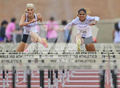Thumbnail 1 in UIL Track & Field 6A Region 3 Regional Final Preliminaries (100 Meter Hurdles) photogallery.