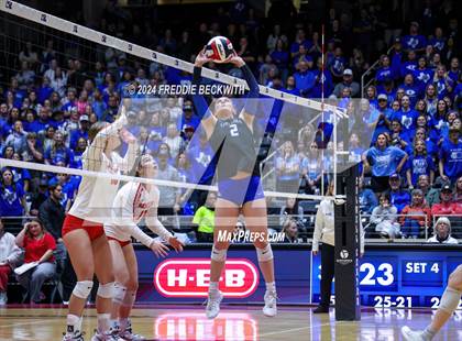 Thumbnail 3 in Bellville vs. Decatur (UIL 4A Volleyball Division I Final) photogallery.