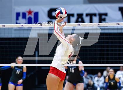 Thumbnail 3 in Bellville vs. Decatur (UIL 4A Volleyball Division I Final) photogallery.