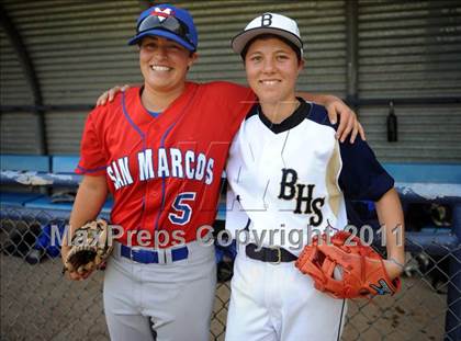 Thumbnail 3 in San Marcos @ Birmingham (Matchup between female pitchers) photogallery.