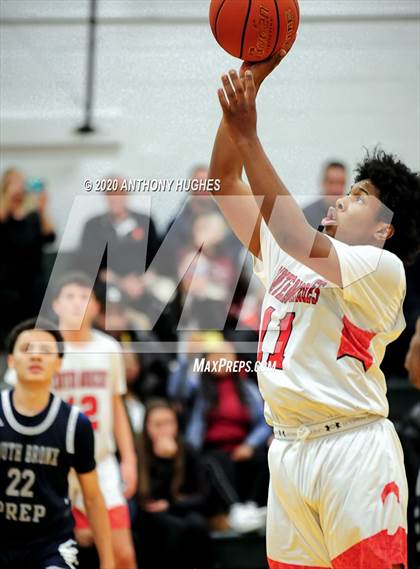 Thumbnail 3 in Center Moriches vs. South Bronx Prep (Gotham Hoops Showcase) photogallery.