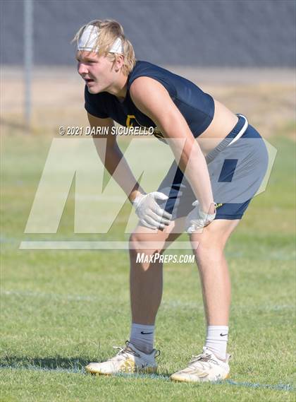 Thumbnail 1 in Campo Verde vs  Bourgade Catholic (Cactus Duel Out West 7-on-7 Tournament) photogallery.
