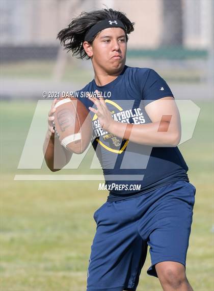 Thumbnail 2 in Campo Verde vs  Bourgade Catholic (Cactus Duel Out West 7-on-7 Tournament) photogallery.