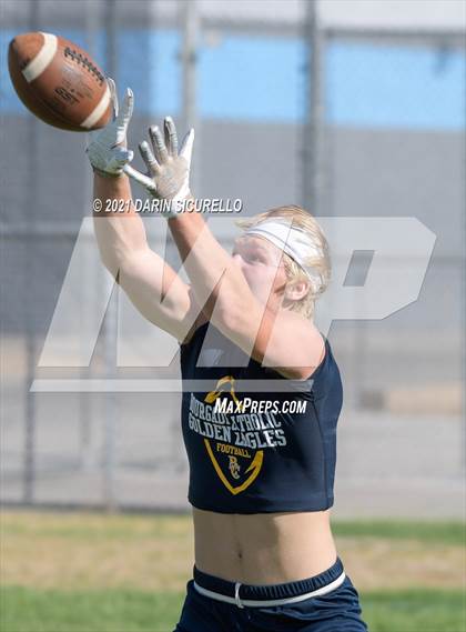 Thumbnail 3 in Campo Verde vs  Bourgade Catholic (Cactus Duel Out West 7-on-7 Tournament) photogallery.