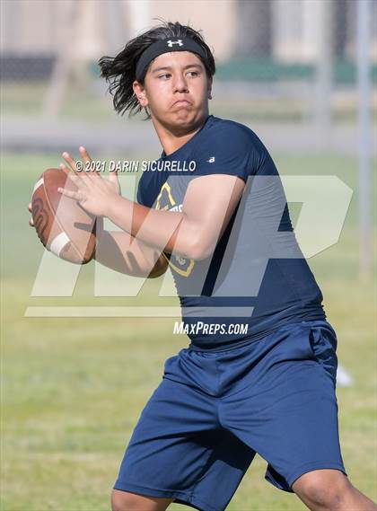 Thumbnail 3 in Campo Verde vs  Bourgade Catholic (Cactus Duel Out West 7-on-7 Tournament) photogallery.