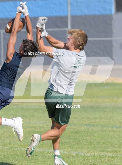 Thumbnail 3 in Campo Verde vs  Bourgade Catholic (Cactus Duel Out West 7-on-7 Tournament) photogallery.