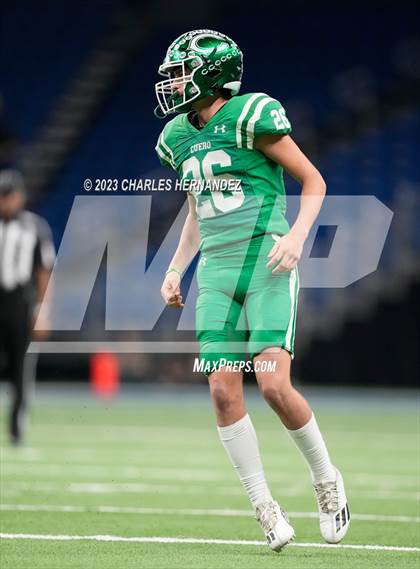Thumbnail 3 in Cuero vs. Wimberley (UIL 4A Division II Semifinal) photogallery.