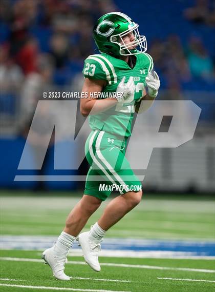 Thumbnail 3 in Cuero vs. Wimberley (UIL 4A Division II Semifinal) photogallery.