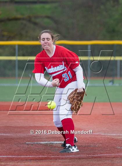 Thumbnail 3 in Centennial vs. South Salem (Medford Spring Break High School Fastpitch Classic) photogallery.