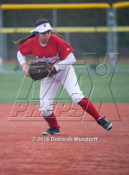Thumbnail 2 in Centennial vs. South Salem (Medford Spring Break High School Fastpitch Classic) photogallery.