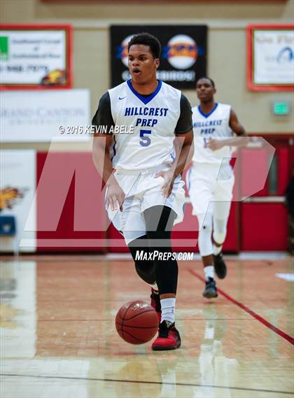 Thumbnail 1 in Hillcrest Prep vs Westbury Christian (Hoophall West Invitational) photogallery.