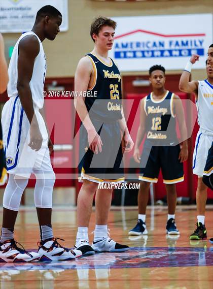 Thumbnail 1 in Hillcrest Prep vs Westbury Christian (Hoophall West Invitational) photogallery.
