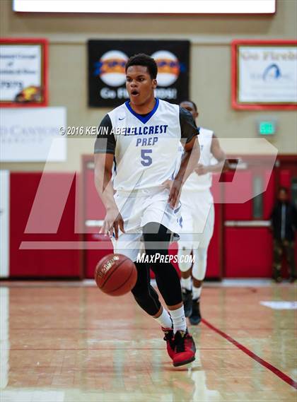 Thumbnail 3 in Hillcrest Prep vs Westbury Christian (Hoophall West Invitational) photogallery.