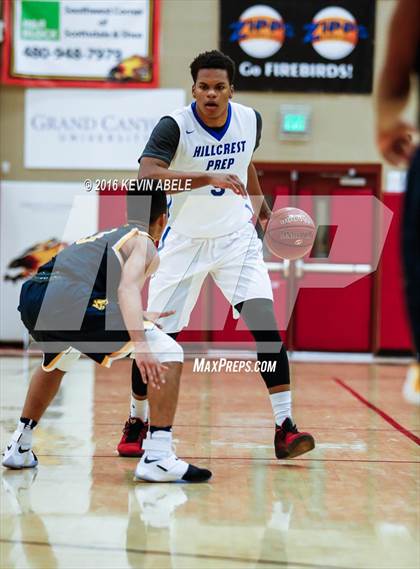 Thumbnail 3 in Hillcrest Prep vs Westbury Christian (Hoophall West Invitational) photogallery.