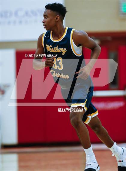 Thumbnail 3 in Hillcrest Prep vs Westbury Christian (Hoophall West Invitational) photogallery.
