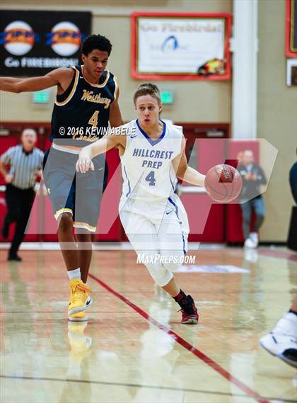 Thumbnail 2 in Hillcrest Prep vs Westbury Christian (Hoophall West Invitational) photogallery.