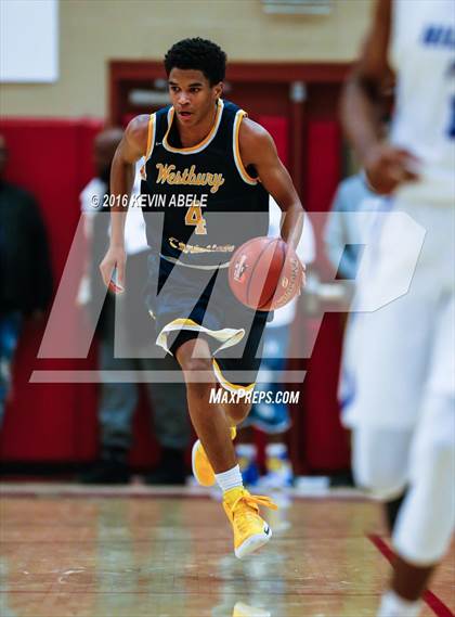 Thumbnail 3 in Hillcrest Prep vs Westbury Christian (Hoophall West Invitational) photogallery.