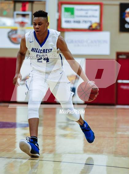 Thumbnail 2 in Hillcrest Prep vs Westbury Christian (Hoophall West Invitational) photogallery.