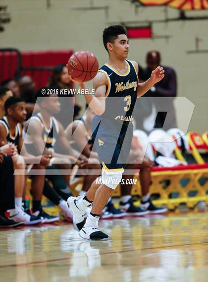 Thumbnail 2 in Hillcrest Prep vs Westbury Christian (Hoophall West Invitational) photogallery.