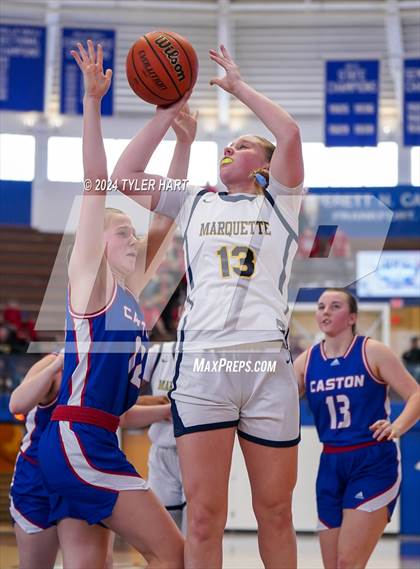 Thumbnail 1 in Caston vs. Marquette Catholic (IHSAA 1A Semi-State 7) photogallery.