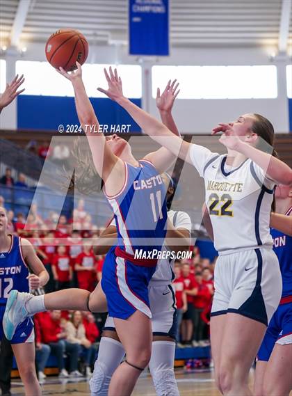Thumbnail 1 in Caston vs. Marquette Catholic (IHSAA 1A Semi-State 7) photogallery.
