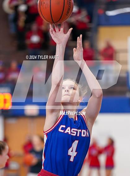 Thumbnail 3 in Caston vs. Marquette Catholic (IHSAA 1A Semi-State 7) photogallery.